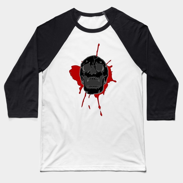 ATHBlackSkull Baseball T-Shirt by All The Horror